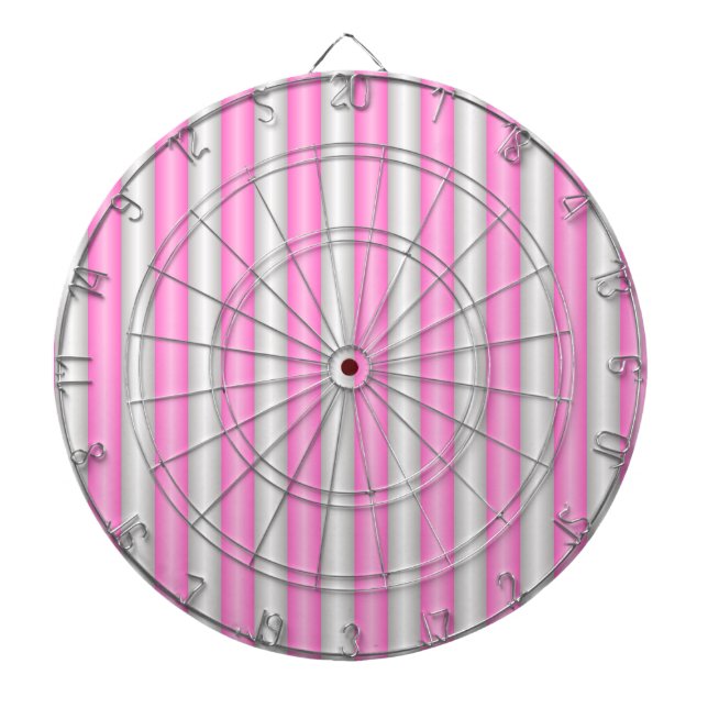 Modern Neon Pink Stripes with 3D Effect Dartboard (Front)