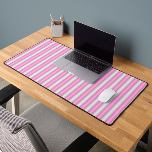 Modern Neon Pink Stripes with 3D Effect Desk Mat (Office 2)