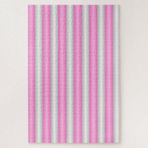 Modern Neon Pink Stripes with 3D Effect Jigsaw Puzzle