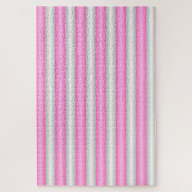 Modern Neon Pink Stripes with 3D Effect Jigsaw Puzzle (Vertical)
