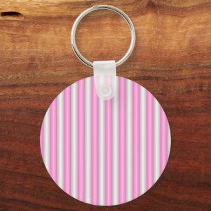 Modern Neon Pink Stripes with 3D Effect Key Ring