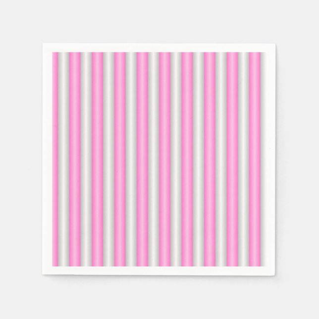 Modern Neon Pink Stripes with 3D Effect Napkin (Front)