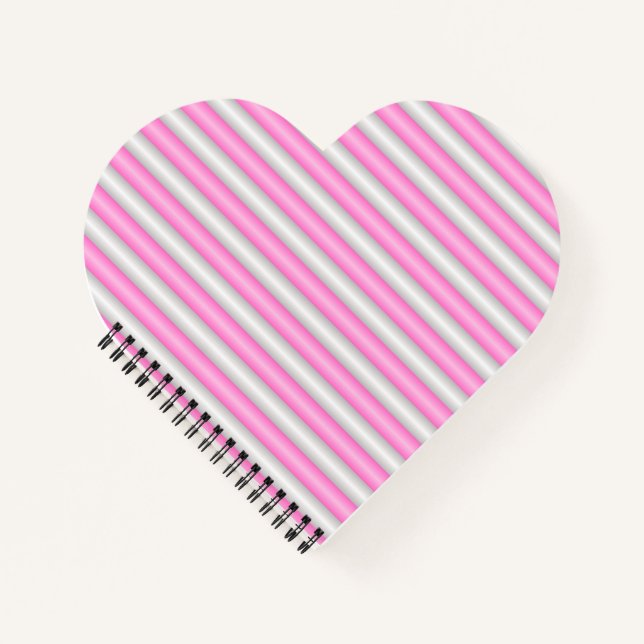 Modern Neon Pink Stripes with 3D Effect Notebook (Front)