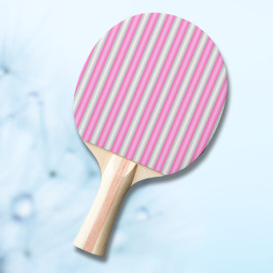Modern Neon Pink Stripes with 3D Effect Ping Pong Paddle