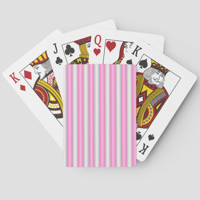 Modern Neon Pink Stripes with 3D Effect Playing Cards (Back)
