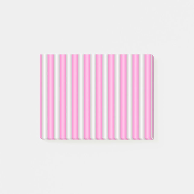 Modern Neon Pink Stripes with 3D Effect Post-it Notes (Front)