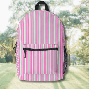 Modern Neon Pink Stripes with 3D Effect Printed Backpack