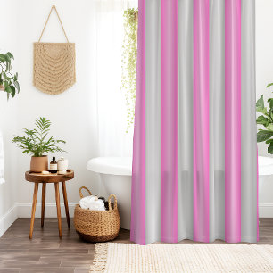 Modern Neon Pink Stripes with 3D Effect Shower Curtain