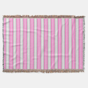 Modern Neon Pink Stripes with 3D Effect Throw Blanket