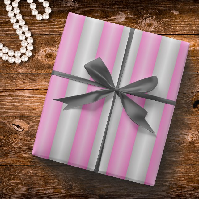 Modern Neon Pink Stripes with 3D Effect Wrapping Paper (Creator Uploaded)