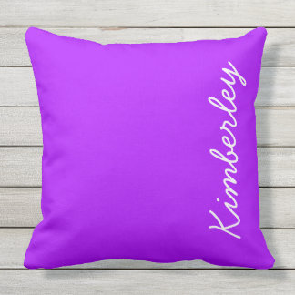 Modern neon purple trendy fashion colours monogram cushion