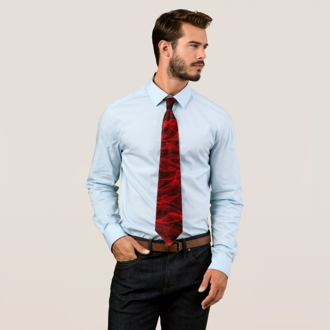 Modern Neon Red Abstract Pattern Tie (In Situ)