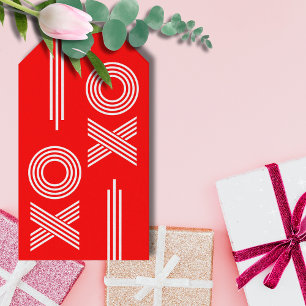 Modern Neon Red and White XOXO Valentine Gift Tags