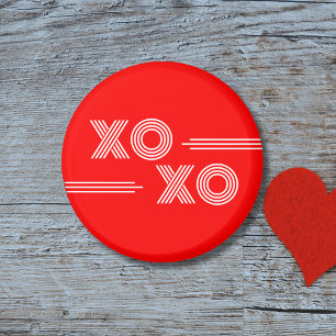 Modern Neon Red and White XOXO Valentine Magnet