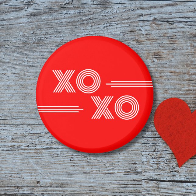 Modern Neon Red and White XOXO Valentine Magnet (Creator Uploaded)