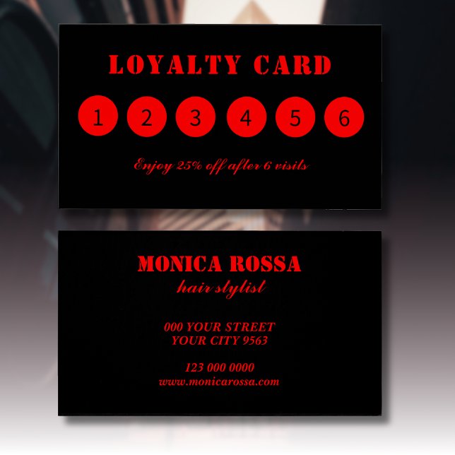 Modern Neon Red Black Loyalty Cards (Creator Uploaded)