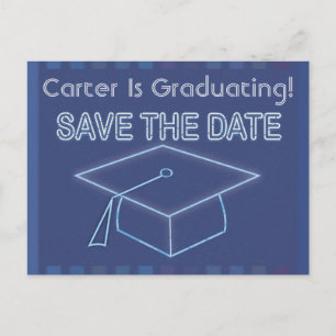 Modern Neon Sign Graduation Save The Date Postcard