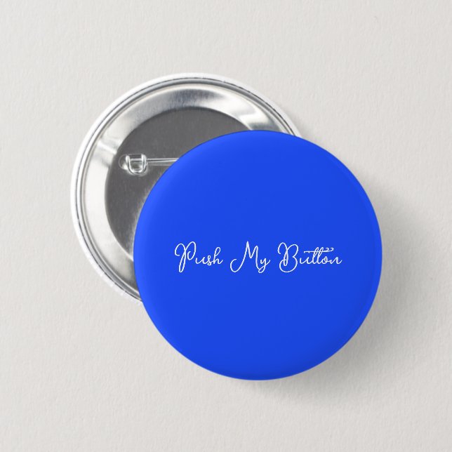 Modern Neon Solid Blue Customisable Round 6 Cm Round Badge (Front & Back)