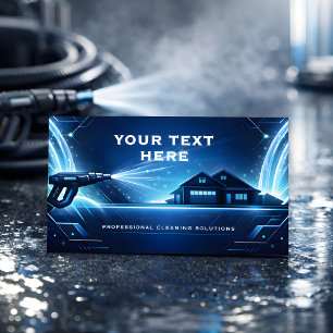 Modern Neon Streams Residential Pressure Washing Business Card