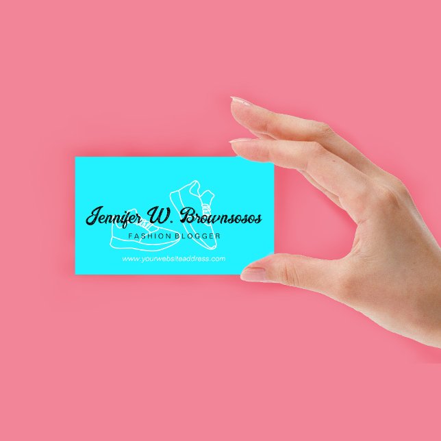 Modern Neon Teal Line Art Sneaker Business Card (Modern Neon Teal Line Art Sneaker Business Card)