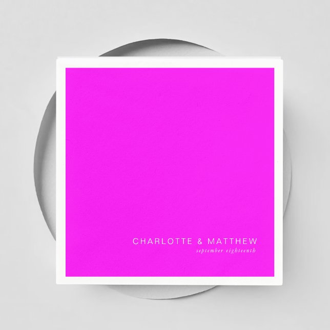 Modern neon-violett napkin (Customer specific, beautiful, modern, minimal, neon-violet, wedding napkins.)