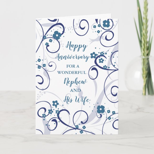 Modern Nephew and His Wife Wedding Anniversary Card (Front)
