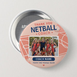 Modern Netball Team Photo Coach 7.5 Cm Round Badge