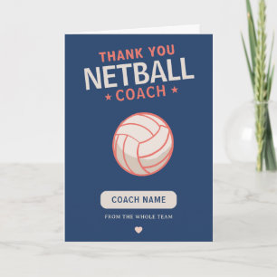 Modern Netball Team Player Coach Thank You Card