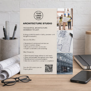 Modern Neutral Architecture Business Photo Logo QR Flyer
