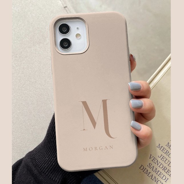 Modern Neutral Beige Custom Monogram Case-Mate iPhone Case (Creator Uploaded)
