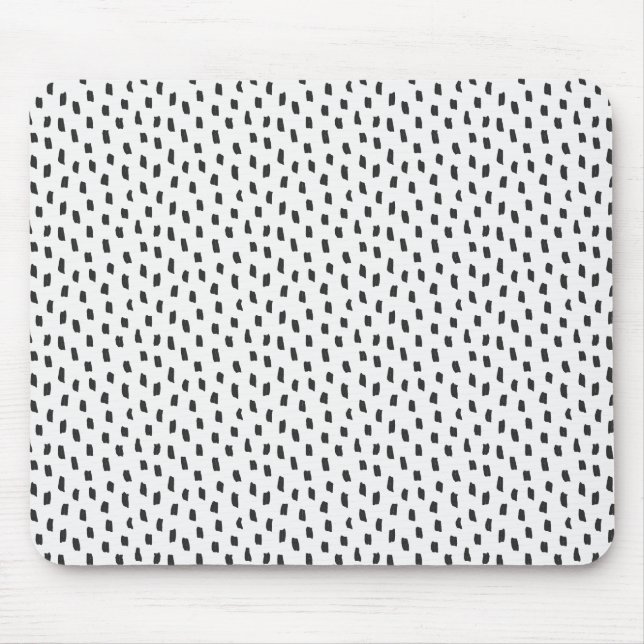 Modern Neutral Brush Strokes Chic Black & White Mouse Pad (Front)