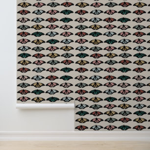 Modern Neutral Butterflies Garden Boho Pattern Wallpaper