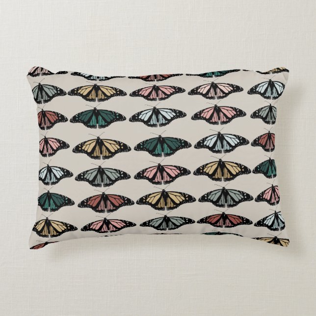 Modern Neutral Butterflies Garden Pattern Decorative Cushion (Front)