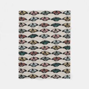 Modern Neutral Butterflies Garden Pattern Fleece Blanket
