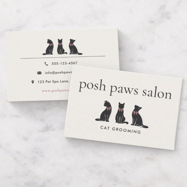 Modern Neutral Cat Grooming Business Card (Creator Uploaded)