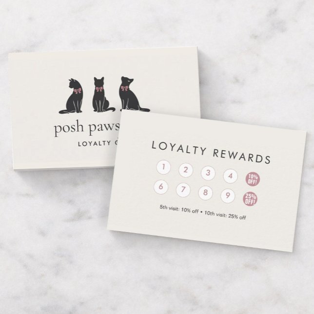 Modern Neutral Cat Grooming Loyalty Card (Creator Uploaded)