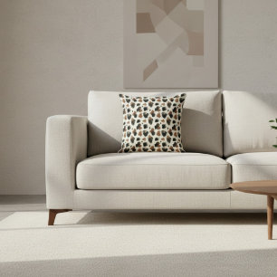 Modern Neutral Chocolate Cow Print Aesthetic Cushion