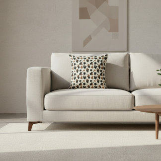 Modern Neutral Chocolate Cow Print Aesthetic Cushion