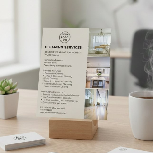 Modern Neutral Cleaning Services Photo Logo Flyer (Modern Neutral Cleaning Services Photo Logo Flyer)
