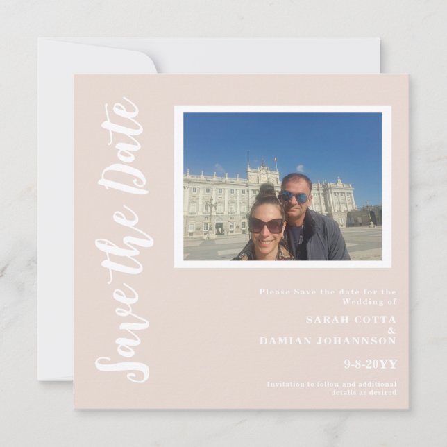 Modern Neutral Colour Flat Square Save the date (Front)