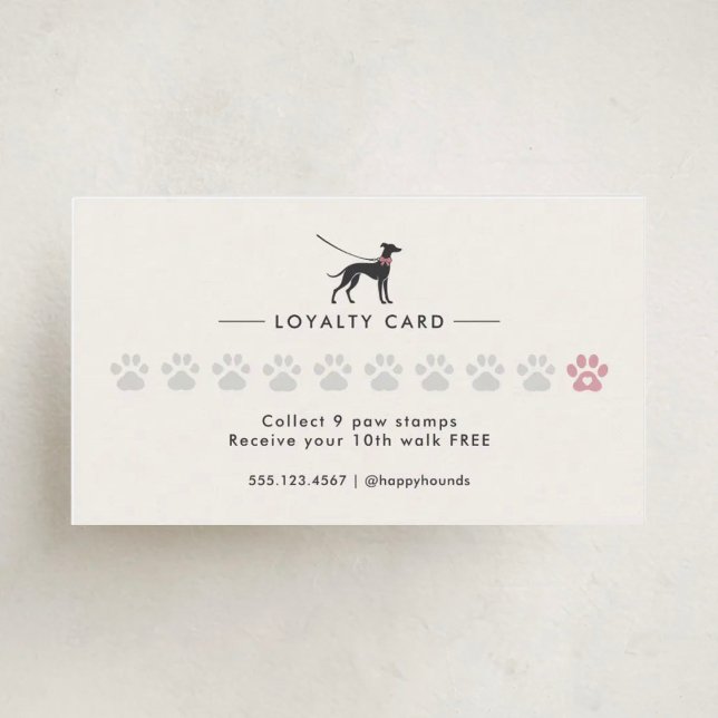 Modern Neutral Dog Walker | Dog Walking Loyalty Card (Creator Uploaded)