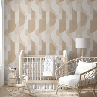 Modern Neutral Geometric Warm Beige Cream Abstract Wallpaper