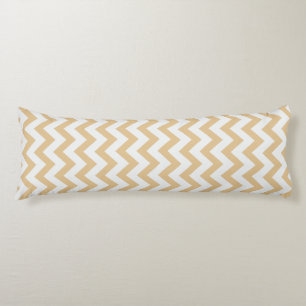 Modern neutral gold and white chevron pattern body cushion
