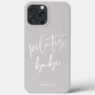 Modern Neutral Grey Calligraphy Workout Pilates iPhone 13 Pro Max Case