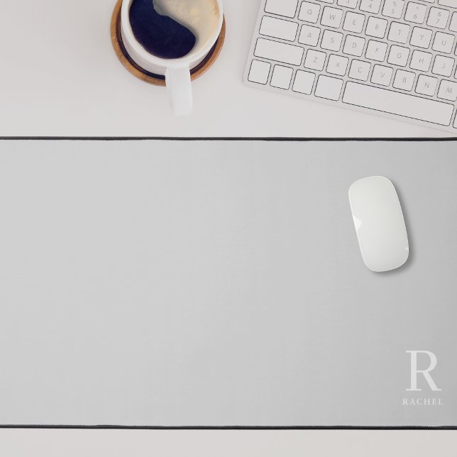 Modern Neutral Grey Custom Initial Monogram Desk Mat (Creator Uploaded)