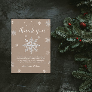 Modern Neutral Magical Snowflake Baby Shower Thank You Card
