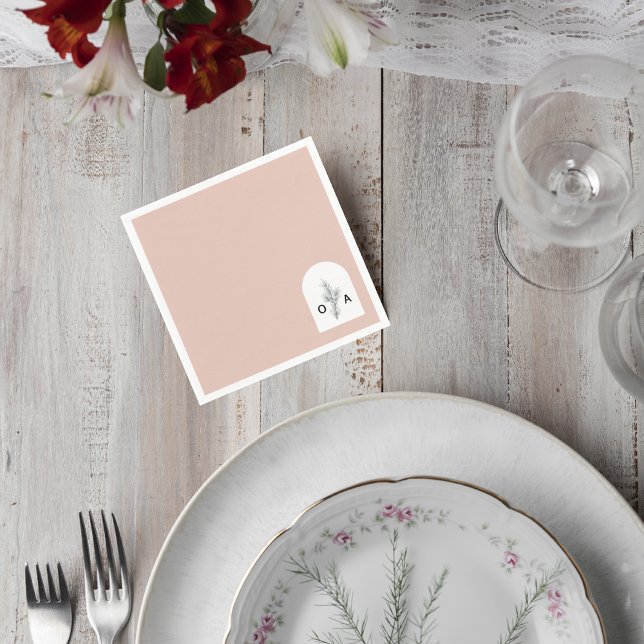 Modern Neutral Monogram Botanical Napkin (Creator Uploaded)