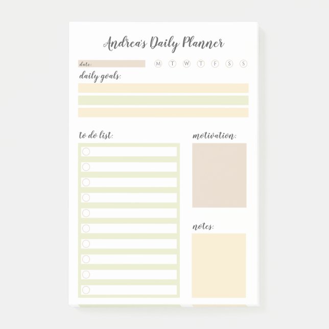 Modern Neutral Personalised Daily Planner Post-it Notes (Front)