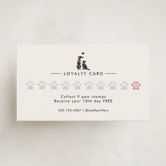 Modern Neutral Pet Sitter Dog Walker  Loyalty Card