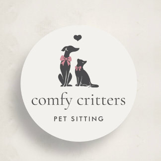 Modern Neutral Pet Sitter Logo Classic Round Sticker